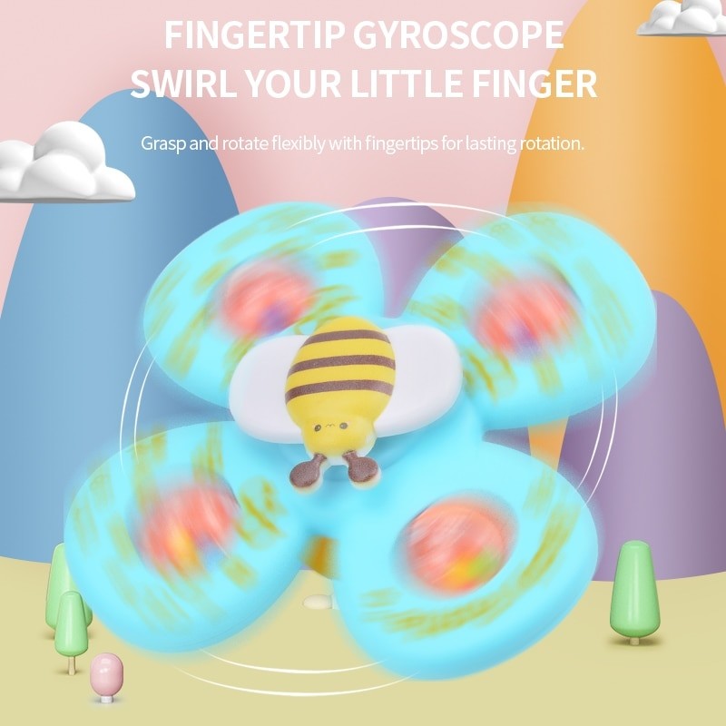 Suction Toys for Baby, Suction Cup Spinner Toy, 3 Pieces Baby Bath Toys Cartoon Animal Spinning Top Girls Boys Toys with Rustlin