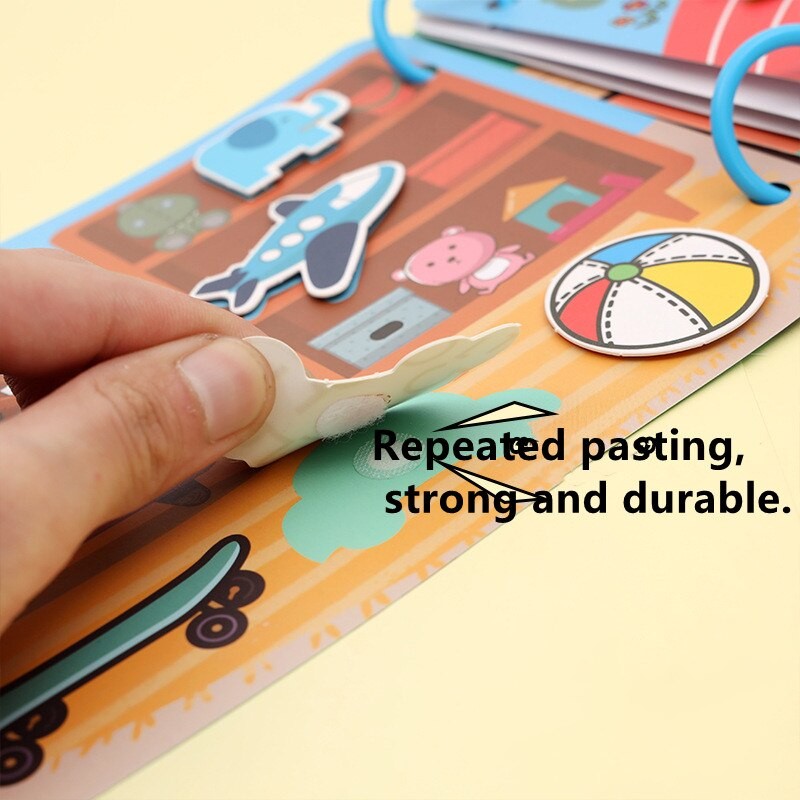 Quiet Book Educational Activity Toys Kids Repeatedly Busy Card Paste Matching Puzzle Books Cognition Baby Montessori Game