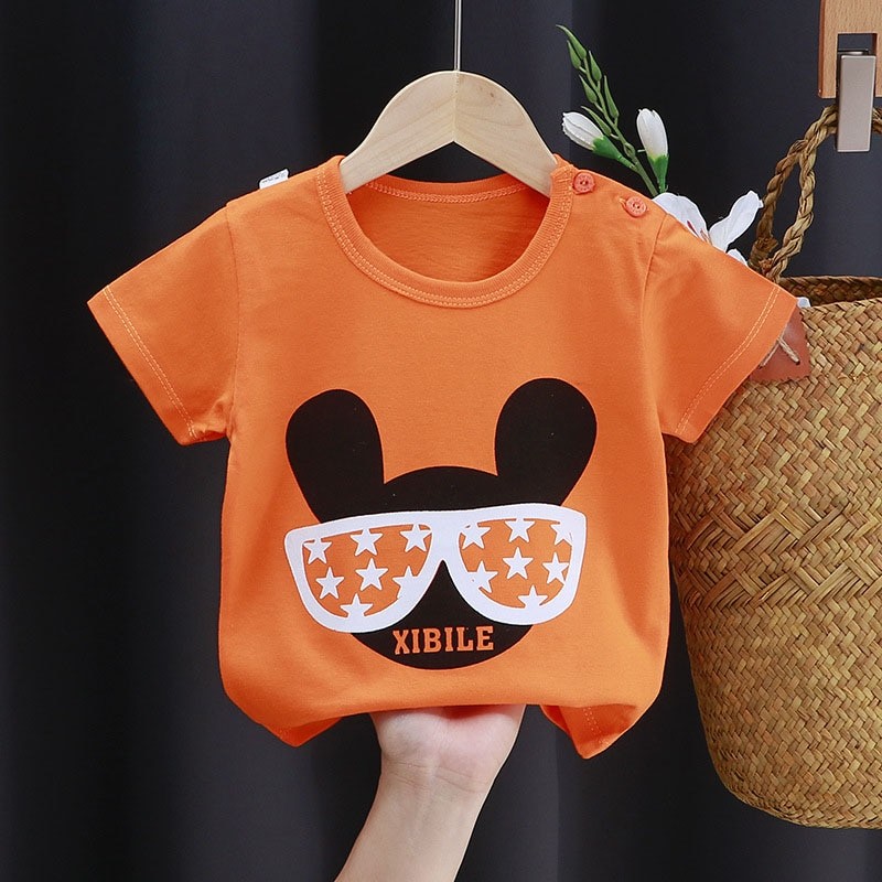 Children Boys Girls Breathabel Summer Cartoon Tops Short Sleeve Cotton Kids T-shirt Outfit