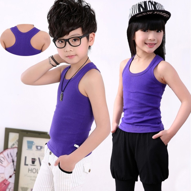 Kids Girls Summer Casual Vest Outfit Children Baby Boy Girl Sleeveless Tops Cotton Solid Color T-shirt Tees Toddler Top  Outfits
