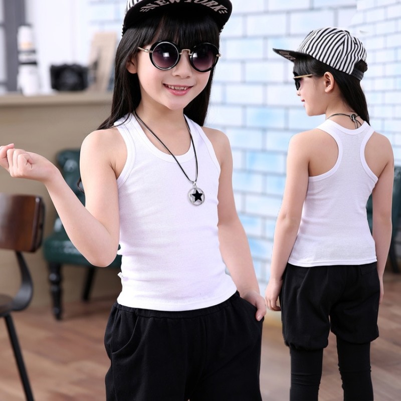 Kids Girls Summer Casual Vest Outfit Children Baby Boy Girl Sleeveless Tops Cotton Solid Color T-shirt Tees Toddler Top  Outfits