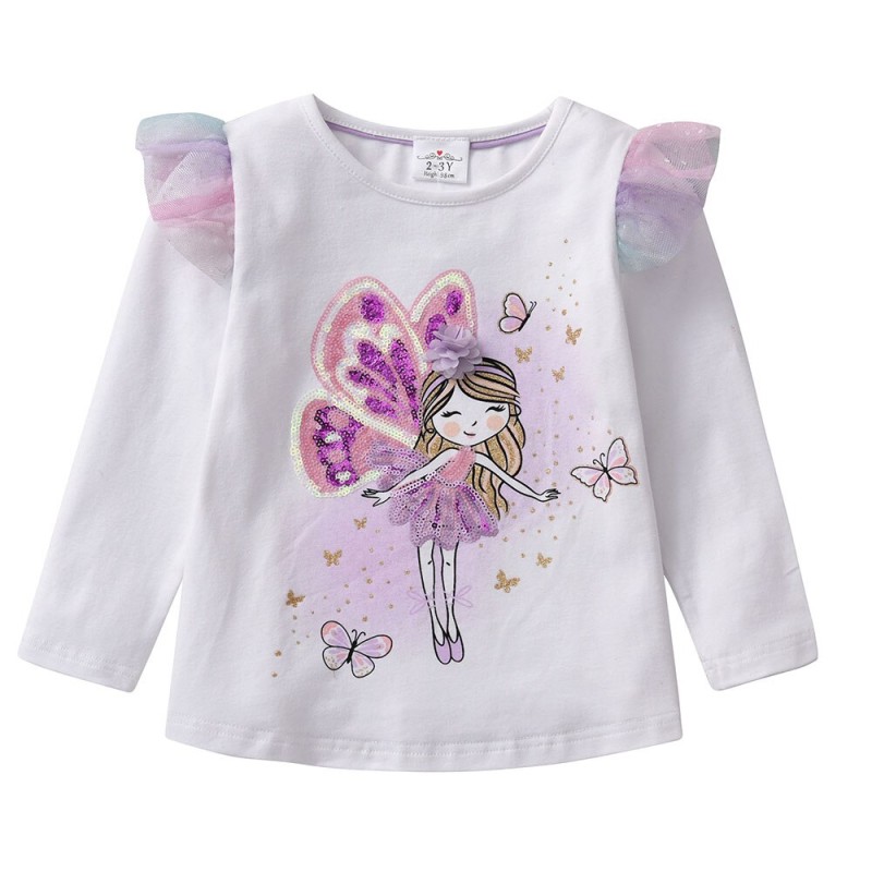 VIKITA Girls T Shirts Spring  Autumn Winter Long Sleeve Toddler Girls Tops for Daily Casual Wearing for 2-8 Years Kids Cute Girl