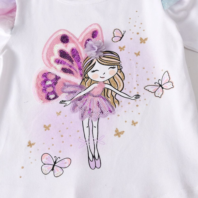 VIKITA Girls T Shirts Spring  Autumn Winter Long Sleeve Toddler Girls Tops for Daily Casual Wearing for 2-8 Years Kids Cute Girl