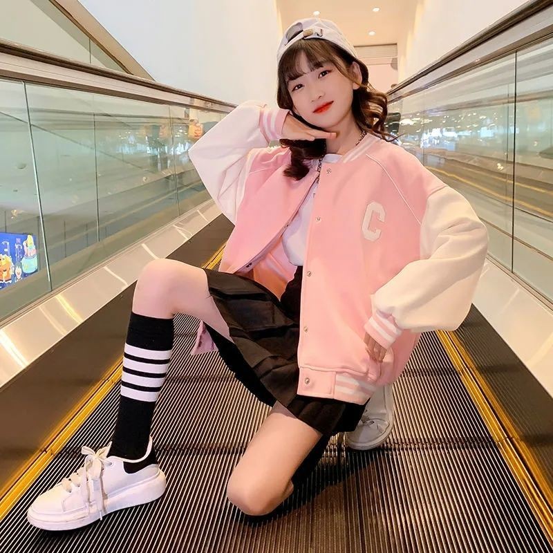 Spring Autumn Baseball Jacket Big Kids Teens Fashion Clothes For Girls Boys Cardigan 3To10 Children Outwear Outerwear &amp; Coats