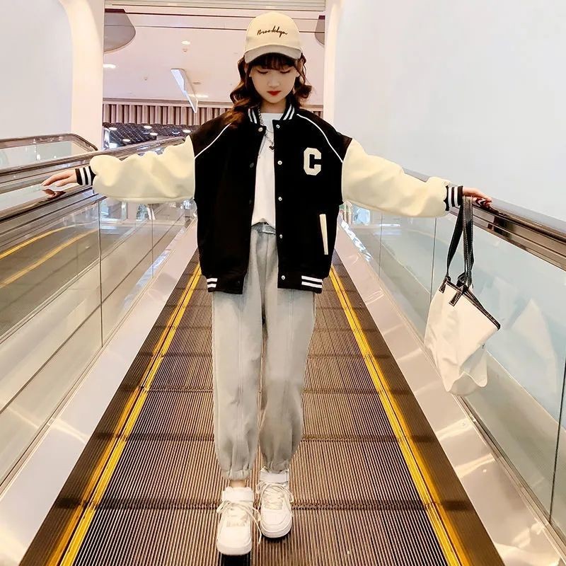 Spring Autumn Baseball Jacket Big Kids Teens Fashion Clothes For Girls Boys Cardigan 3To10 Children Outwear Outerwear &amp; Coats