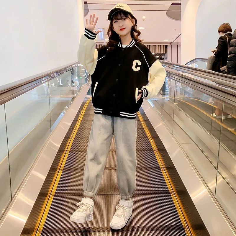 Spring Autumn Baseball Jacket Big Kids Teens Fashion Clothes For Girls Boys Cardigan 3To10 Children Outwear Outerwear &amp; Coats