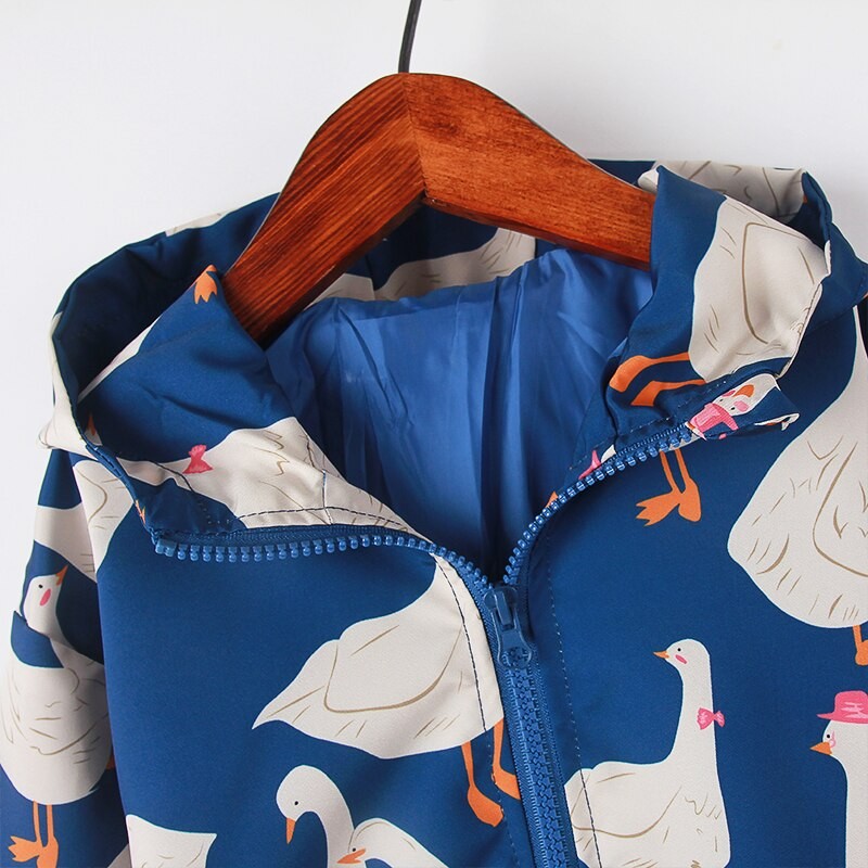 Boys Kids Clothes 2022 Autumn New Quality Swan Printed Quality Hooded Coats Windproof Jackets for Girls 2-10 Years Fashion Wear