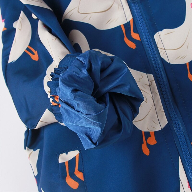 Boys Kids Clothes 2022 Autumn New Quality Swan Printed Quality Hooded Coats Windproof Jackets for Girls 2-10 Years Fashion Wear