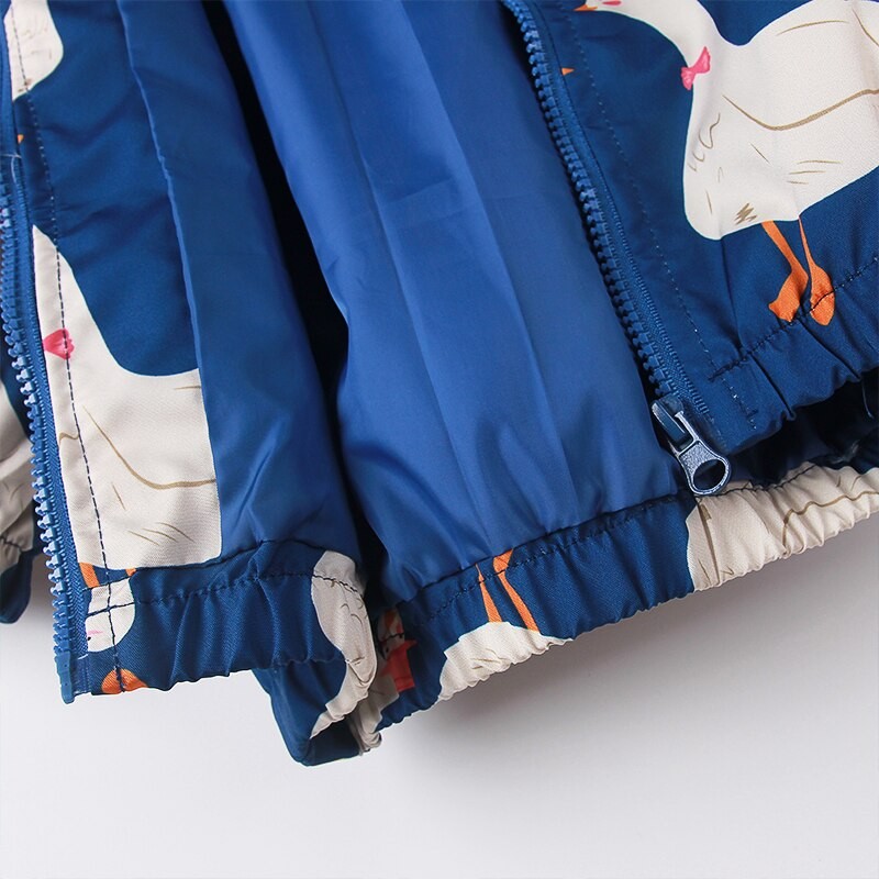 Boys Kids Clothes 2022 Autumn New Quality Swan Printed Quality Hooded Coats Windproof Jackets for Girls 2-10 Years Fashion Wear