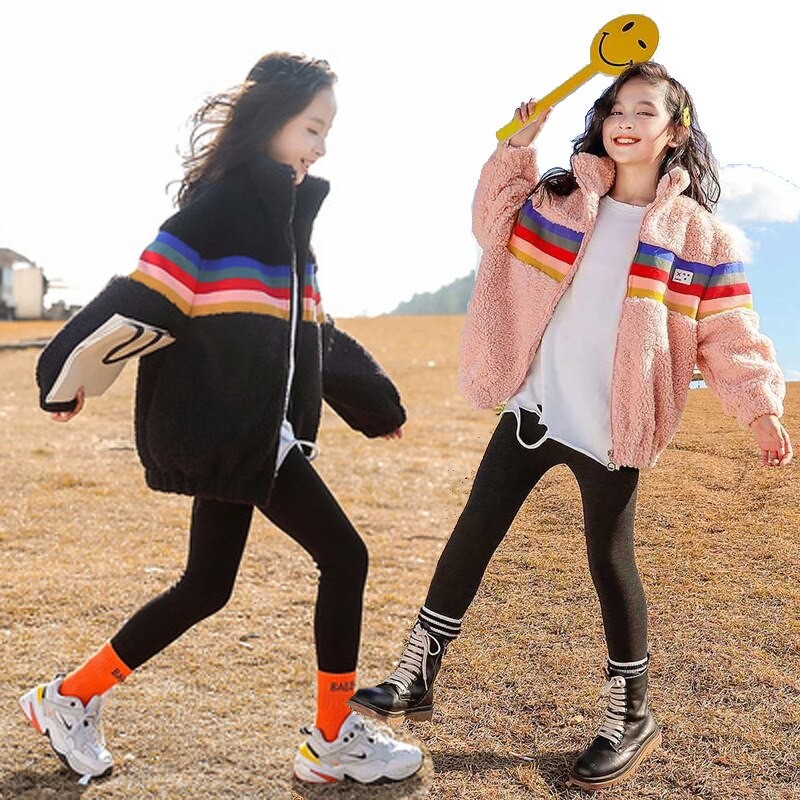 Girls Fleece Jacket Thickened Warm Sweater 2022 Autumn and Winter New Children's Loose Fashion Korean Style Jacket Trend