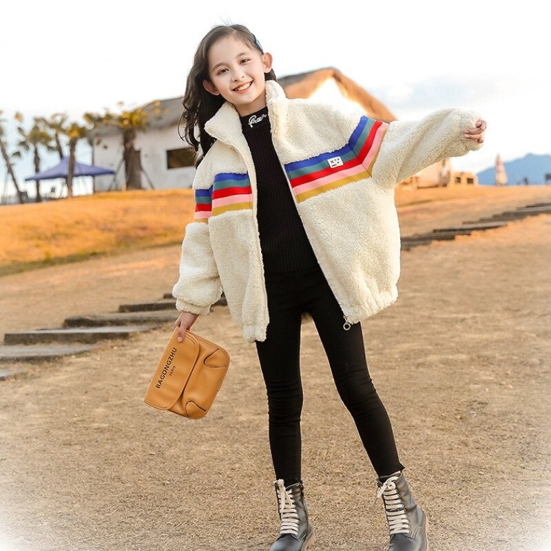 Girls Fleece Jacket Thickened Warm Sweater 2022 Autumn and Winter New Children's Loose Fashion Korean Style Jacket Trend