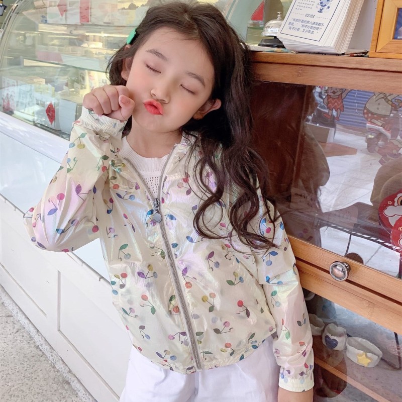 Pre-sale sent on 3.15th spring summer kids jacket Cherry print high-quality long-sleeved casual coat Girls and boys' hoodie