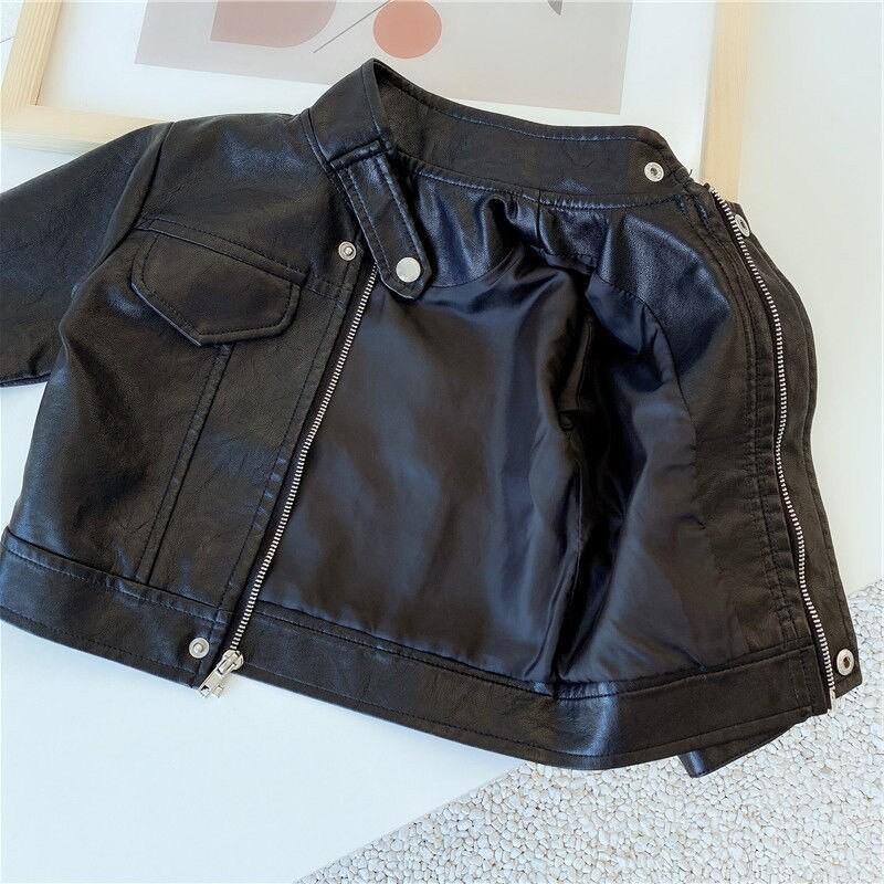 Children leather jackets 1-6Y spring autumn handsome leather jackets boys and girls leather jackets washed leather jackets