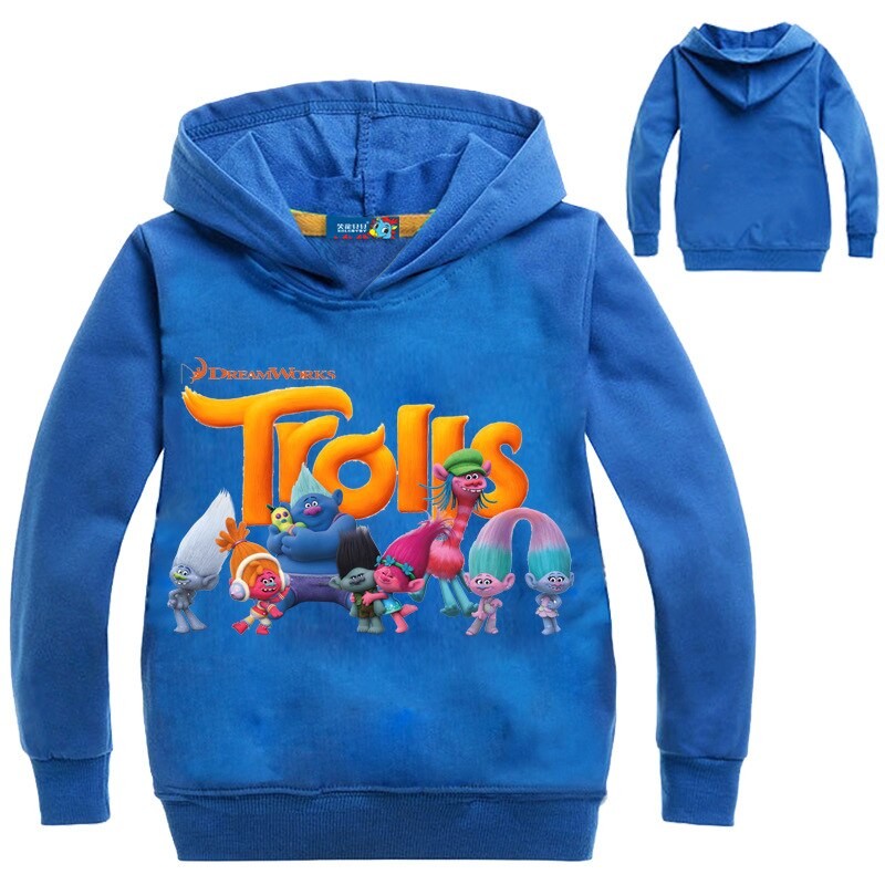 New Arrivals Trolls Sweatshirt Kids Poppy Clothes Girls Cartoon Hoodies Baby Boys Hoody Pullover Coats Children Long Sleeve Tops