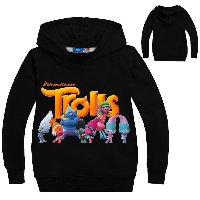 New Arrivals Trolls Sweatshirt Kids Poppy Clothes Girls Cartoon Hoodies Baby Boys Hoody Pullover Coats Children Long Sleeve Tops