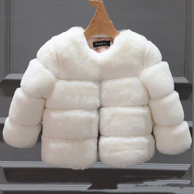 Baby Girls Faux Fur Coat Winter Children Girls Long Sleeve Christmas Jacket Warm Kids Girls Snow Coat Girls Outerwear Clothing