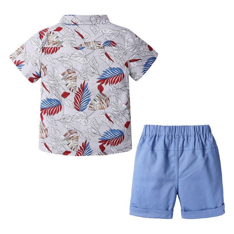 Summer Baby Boys Clothes Woven Cotton Beach Wear Suit Short Sleeve Floral Shirt Shorts Toddler Kids Hawaiian Outfit