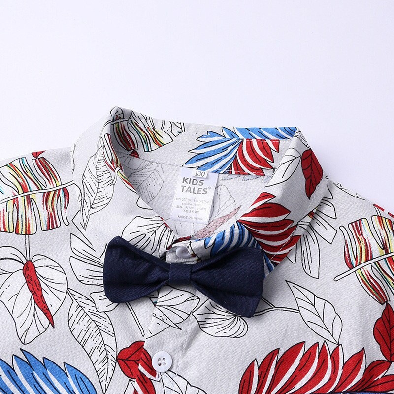 Summer Baby Boys Clothes Woven Cotton Beach Wear Suit Short Sleeve Floral Shirt Shorts Toddler Kids Hawaiian Outfit