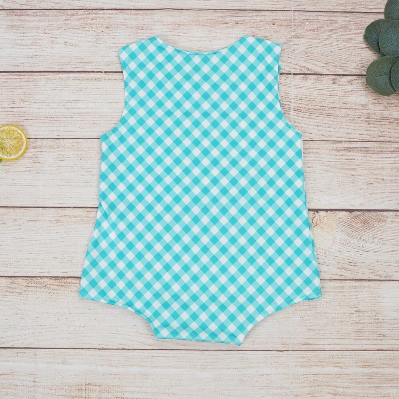 0-3T Summer Boy Jumpsuit Clothes Sleeveless One-pieces Bodysuit With Cartoon Crab Pattern Embroidery Blue Toddler Romper Wears