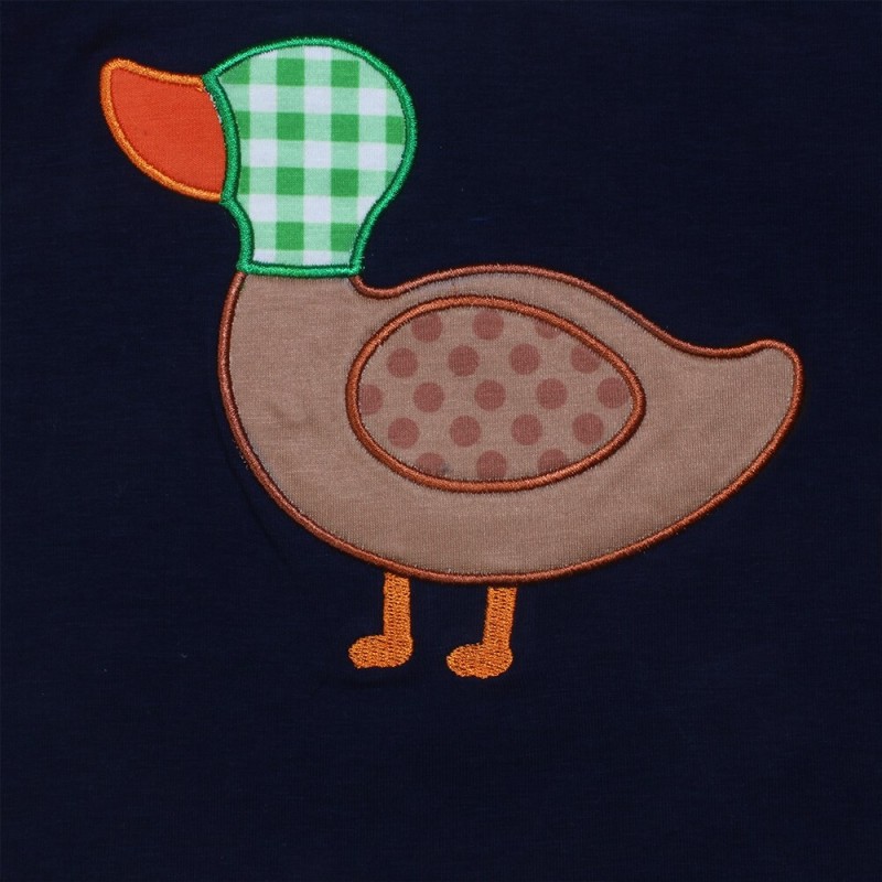 Summer Clothes Navy Blue Short Sleeve Top And Green Plaid Shorts Green Checkered Wild Duck Embroidery Pattern Boys Clothes