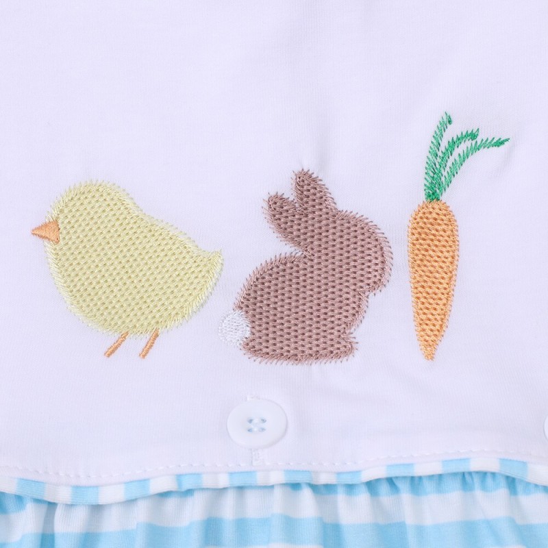 0-3T Easter Boy Jumpsuit Clothes Sleeveless One-pieces Bodysuit With Cartoon Chick Rabbit Carrot Embroidery White Toddler Romper