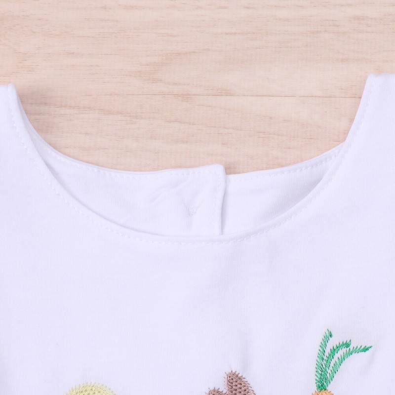 0-3T Easter Boy Jumpsuit Clothes Sleeveless One-pieces Bodysuit With Cartoon Chick Rabbit Carrot Embroidery White Toddler Romper