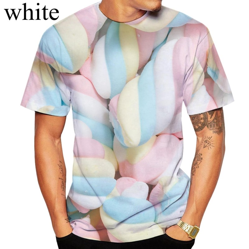 3D T Shirt for Men Fashion T Shirt Candy Chocolate Casual 3D Print Short Sleeve T-shirt Mens Clothing Streatwear