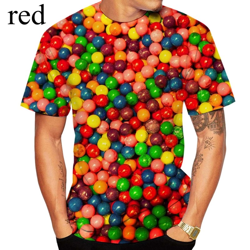 3D T Shirt for Men Fashion T Shirt Candy Chocolate Casual 3D Print Short Sleeve T-shirt Mens Clothing Streatwear