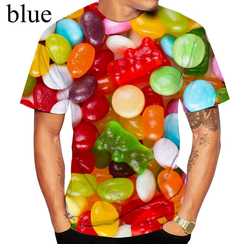 3D T Shirt for Men Fashion T Shirt Candy Chocolate Casual 3D Print Short Sleeve T-shirt Mens Clothing Streatwear