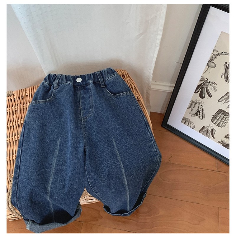 Boys fashion white line straight Jeans 2-7 Years Children loose all-match denim Pants