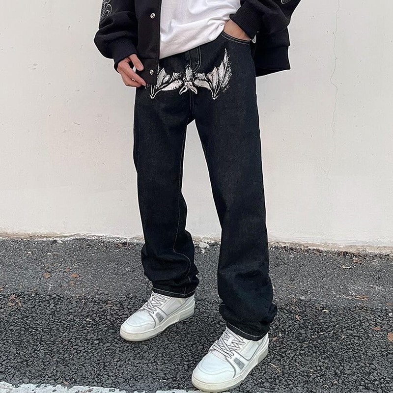 Print Spoof Men's Jeans Portrait High Street Low Waist Jeans Funny Unisex Man Pants Loose Trousers Hip Hop Korean Streetwear