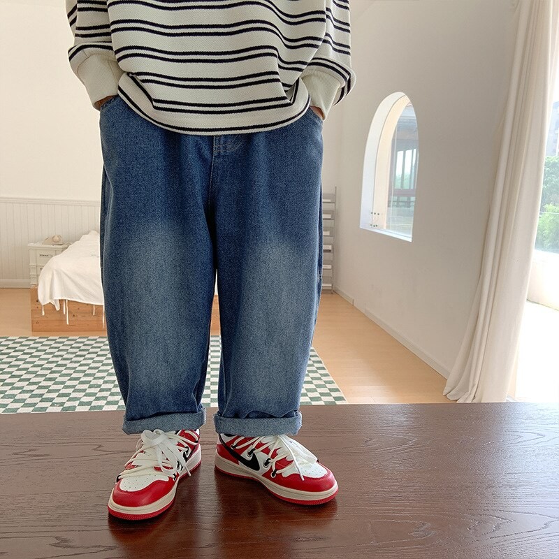 2023 Spring Children's jeans Kids Trousers Boys fashion loose casual straight denim pants