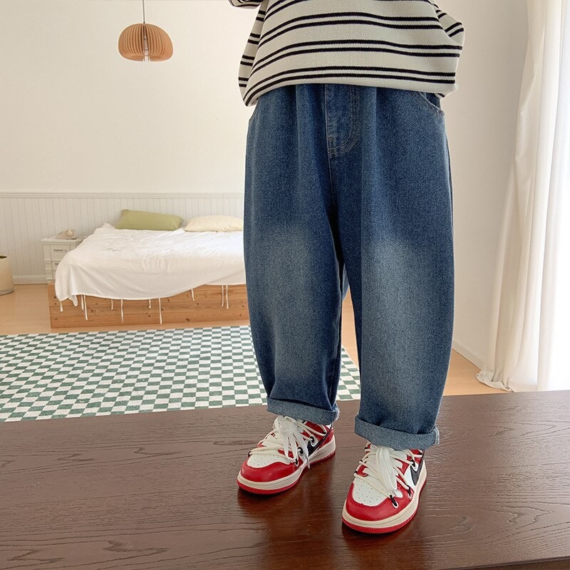 2023 Spring Children's jeans Kids Trousers Boys fashion loose casual straight denim pants