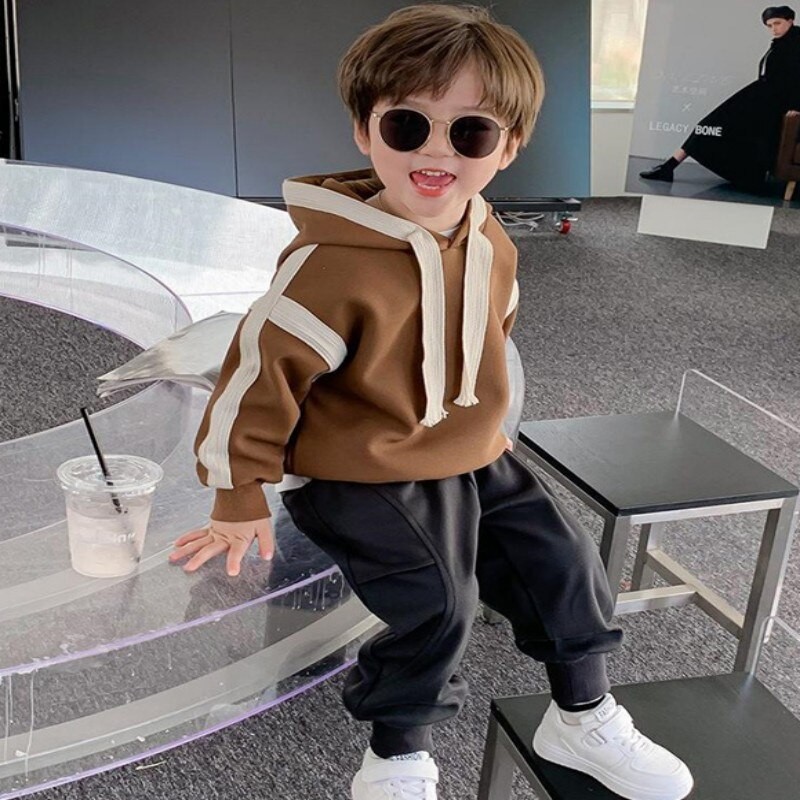 Boys Hoodies Sweatshirts CottonÃ‚Â Thicken Velvet 2022 Retro Warm Winter Autumn Outwear Baby's Kids Children's Clothing