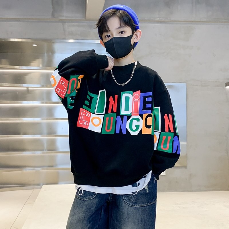 Boys Loose Pullover Hoodie Clothes for Teens Fashion Boys Sweatshirt Spring Casual Streetwear Cotton Cool Tops 6 8 10 12 14Years