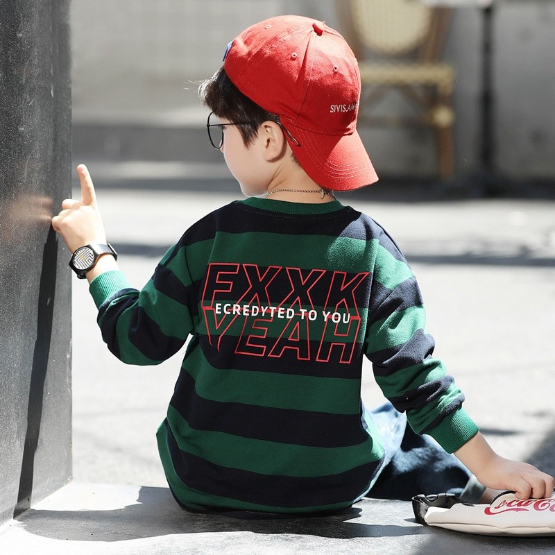 2023 New Spring Autumn Hoodie Kids Clothes Boys 6yrs to 12yrs Top Children's Bottom Coat Handsome Boy Letter Hooded Sweatshirts