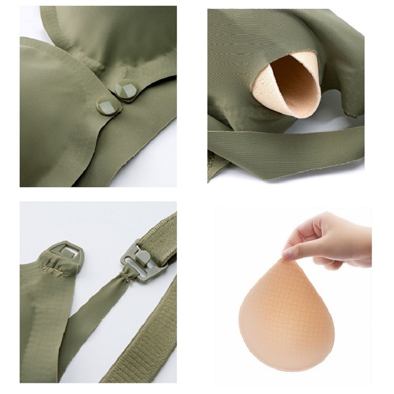 Wholesale Pregnant Women Front Open Buckle Feeding Bra Solid Color Maternity Nursing Bra with Removable Pads