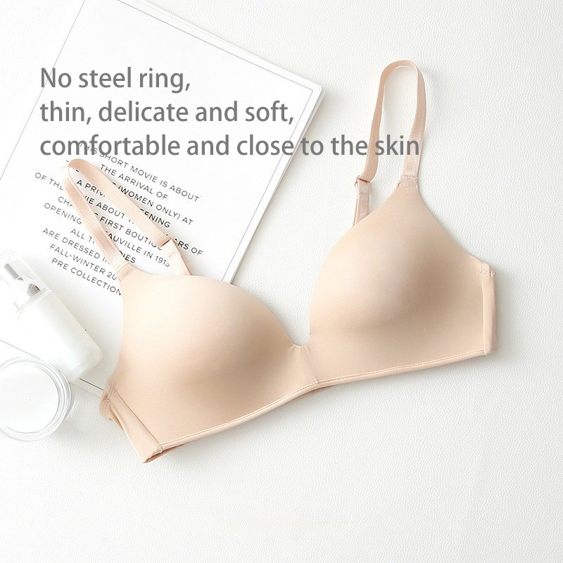 Japanese Style Seamless Small Chest Push-up Underwear Women's Wireless Thin Triangle Cup Glossy Girl Bra for Students