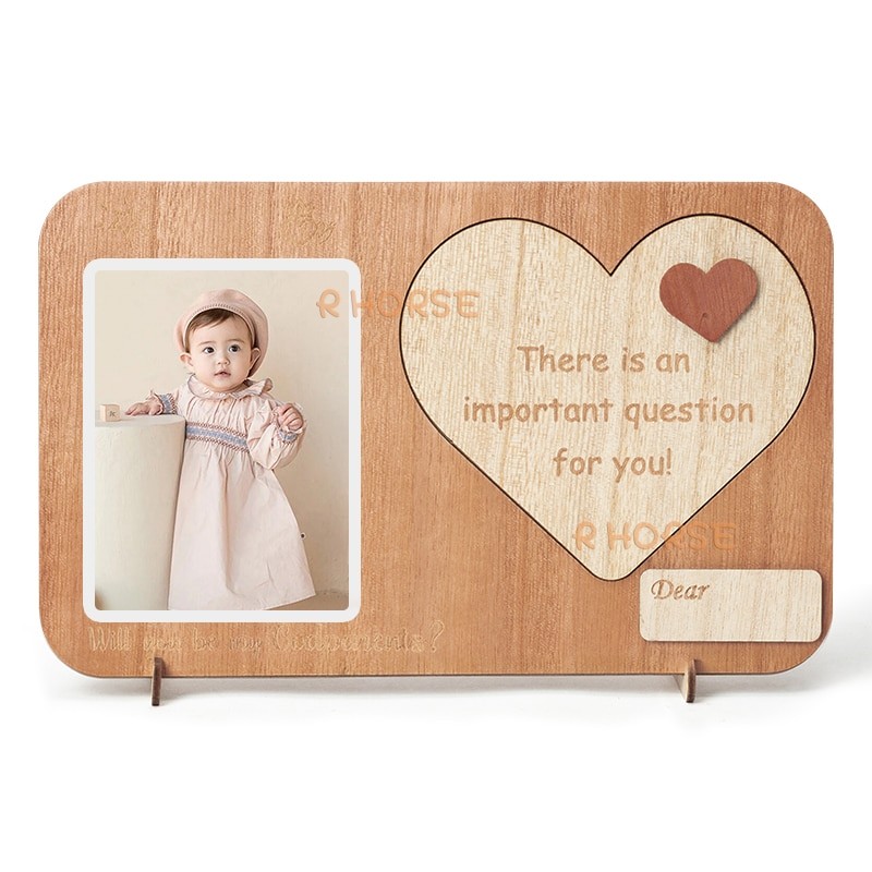 Godparents Proposal Gift Picture Frame Photocard Holder Wooden Photo Frames Baptism Christening Announcement Gift from Godchild