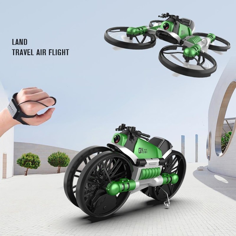 Watch Control  4K HD Camera WIFI FPV RC Quadrocopter 2.4G 2 in 1 Deformation Drone 3D Flip Headless RC UAV Drone Motorcycle Toy