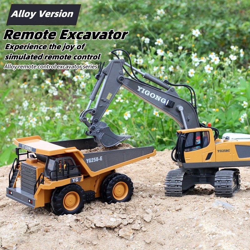 Children 2.4G Remote Control Excavator RC Model Car Toys Dump Truck Bulldozer Engineering Vehicle Christmas Birthday Gifts