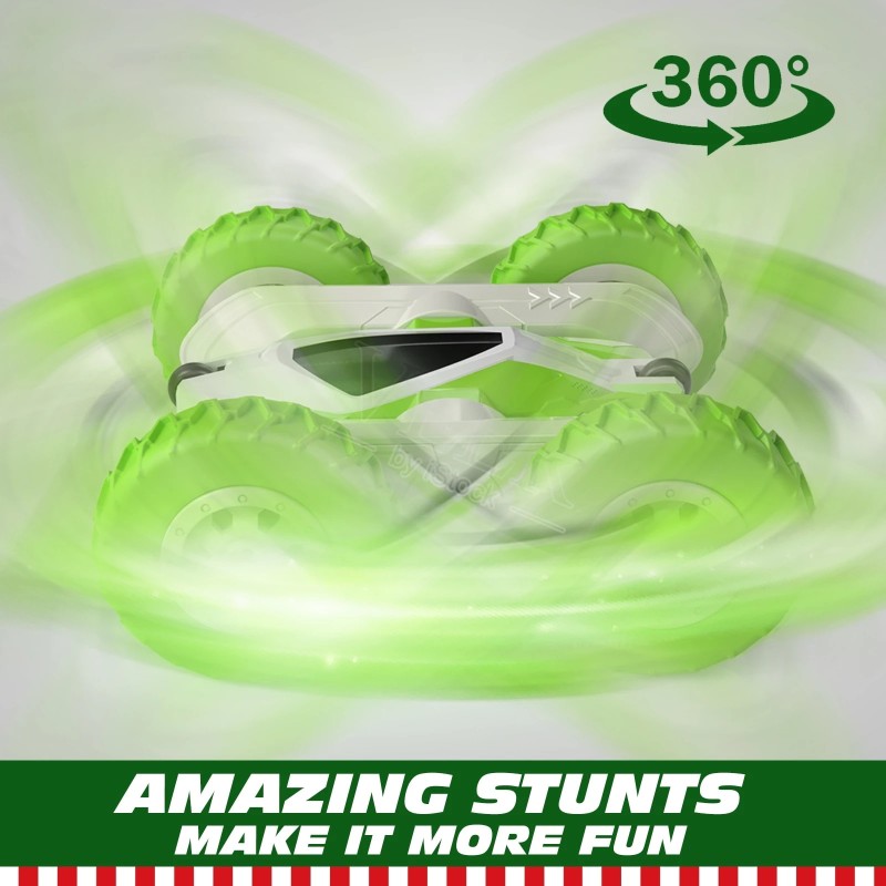 Green Mini RC Cars Stunt Car Toy, 2.4GHz Remote Control Car Double Sided Flips 360Ã‚Â° Rotating Vehicles, Toys Gifts for Kids