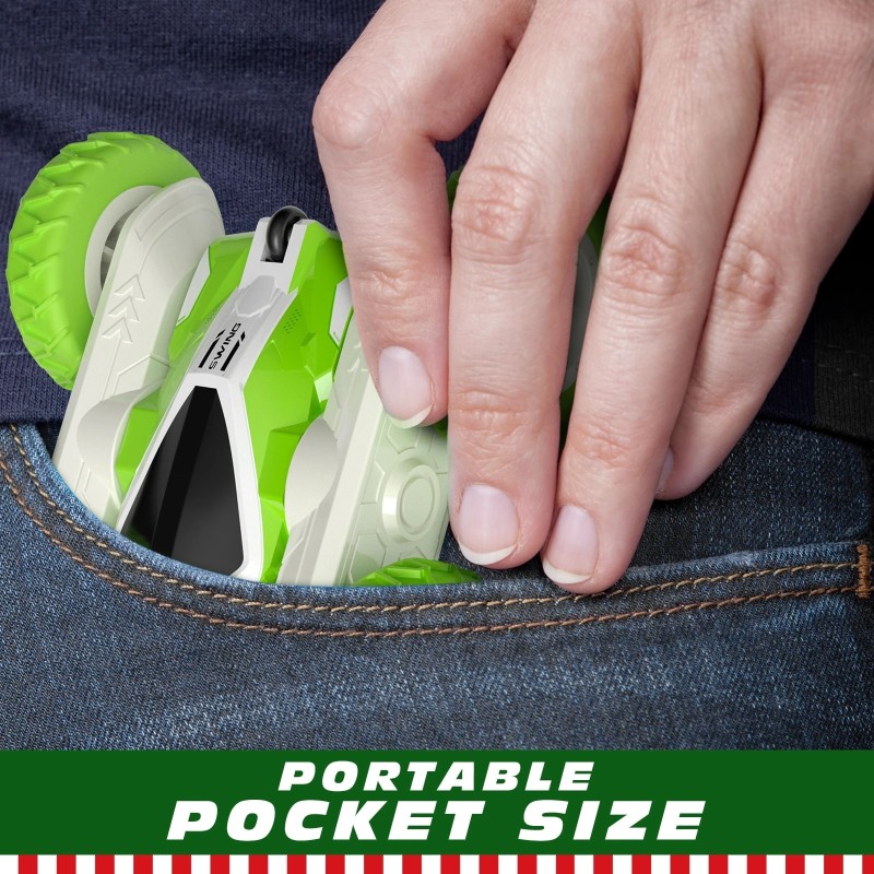 Green Mini RC Cars Stunt Car Toy, 2.4GHz Remote Control Car Double Sided Flips 360Ã‚Â° Rotating Vehicles, Toys Gifts for Kids