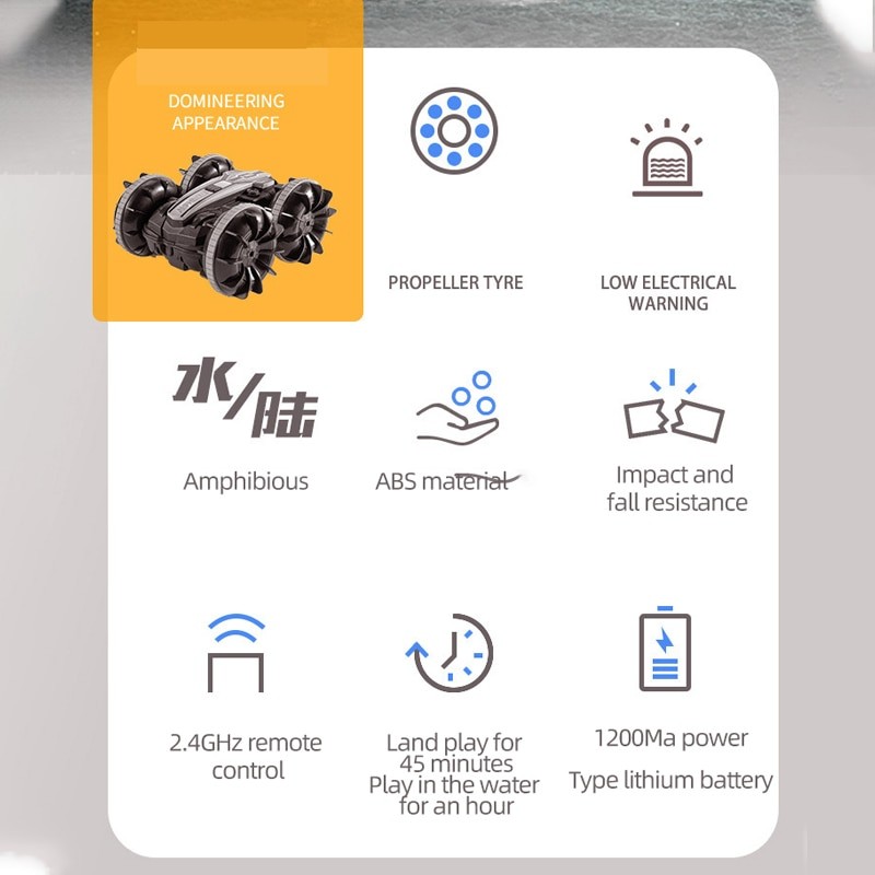 Newest High-tech Remote Control Car 2.4G Amphibious Stunt RC Car Double-sided Tumbling Driving Children's Electric Toys for Boy