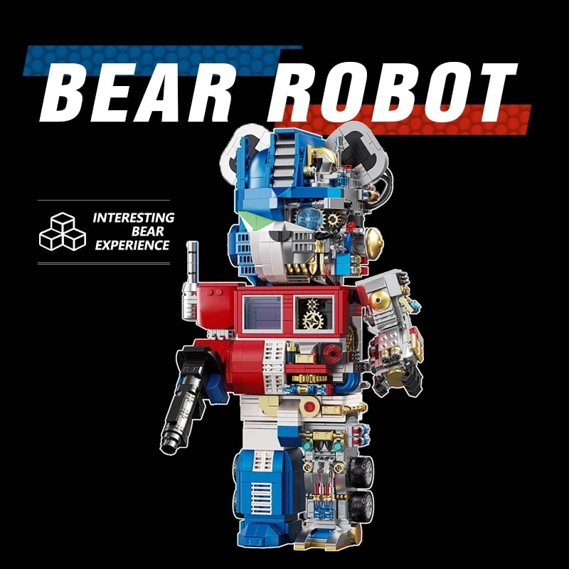 Mechanical Violent Bear 3D Half-Body Model Robot Building Blocks Bricks MOC Technic Bearbrick Set Toys for Children Adult Gifts