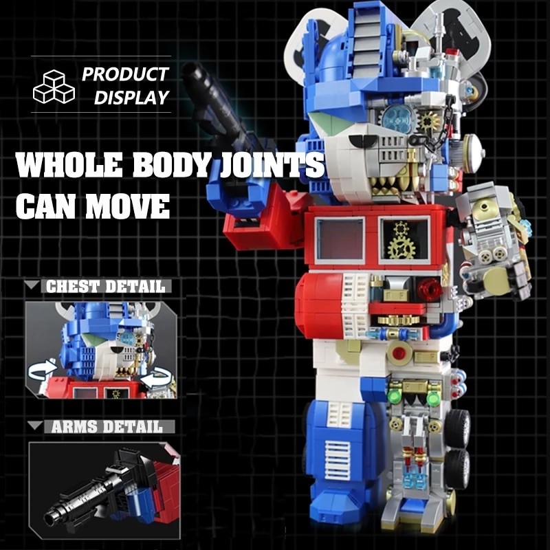 Mechanical Violent Bear 3D Half-Body Model Robot Building Blocks Bricks MOC Technic Bearbrick Set Toys for Children Adult Gifts