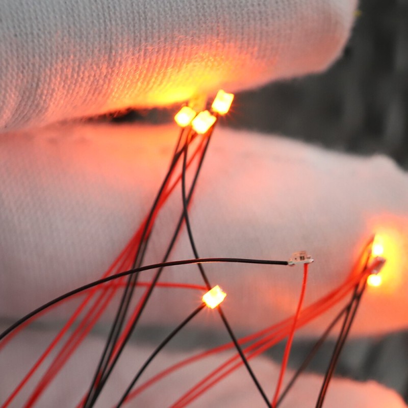 10PCS SMD Lamp Wired Led 0402 0603 0805 1206 Pre-soldered Micro Litz Wired Chip 20cm 3V Railway Model Scenes