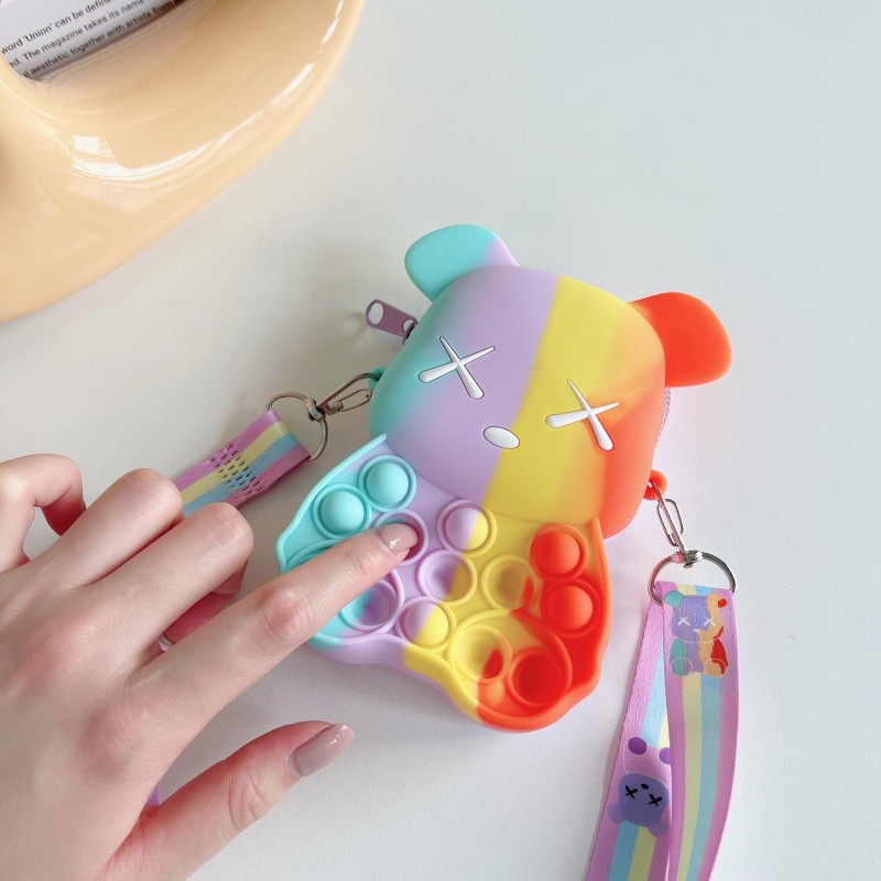 New Relieve Stress Silicone Push Bubble Fidget Toys Stationery Storage Cute Bag Press Decompression Coin Purse Finger Toy Gifts