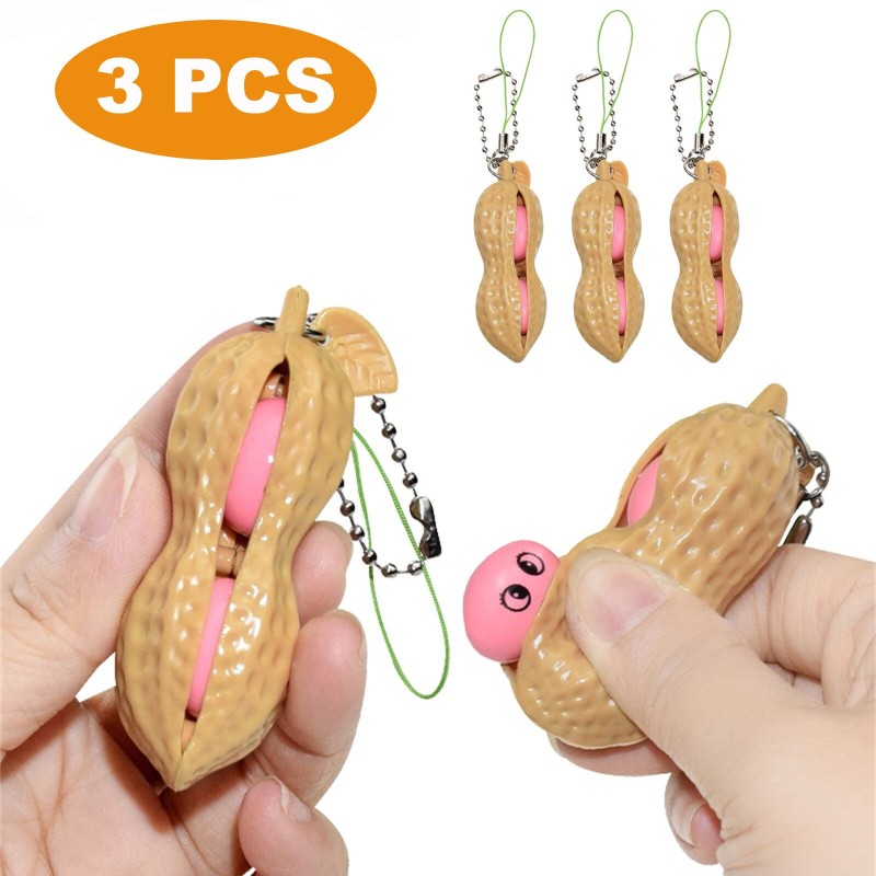 Antistress Figet Stress Popper Toy Infinite Peanut Edamame Toys Peas Beans Keychain Pops It Fidget Squishy Decompression Toys
