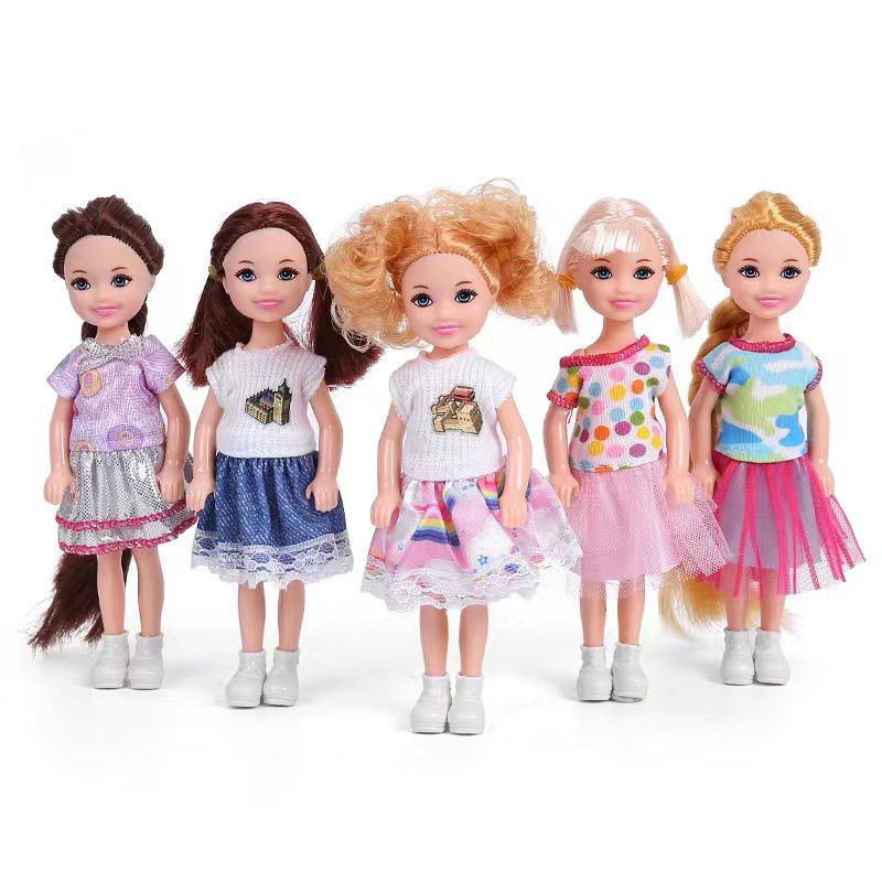 Mini Figures Baby Boys Kawaii Kids Toys 7 Items / Lot Doll Shoes Fashion Dress Clothes For Barbie Families 5.5 Inch Girls Dolls